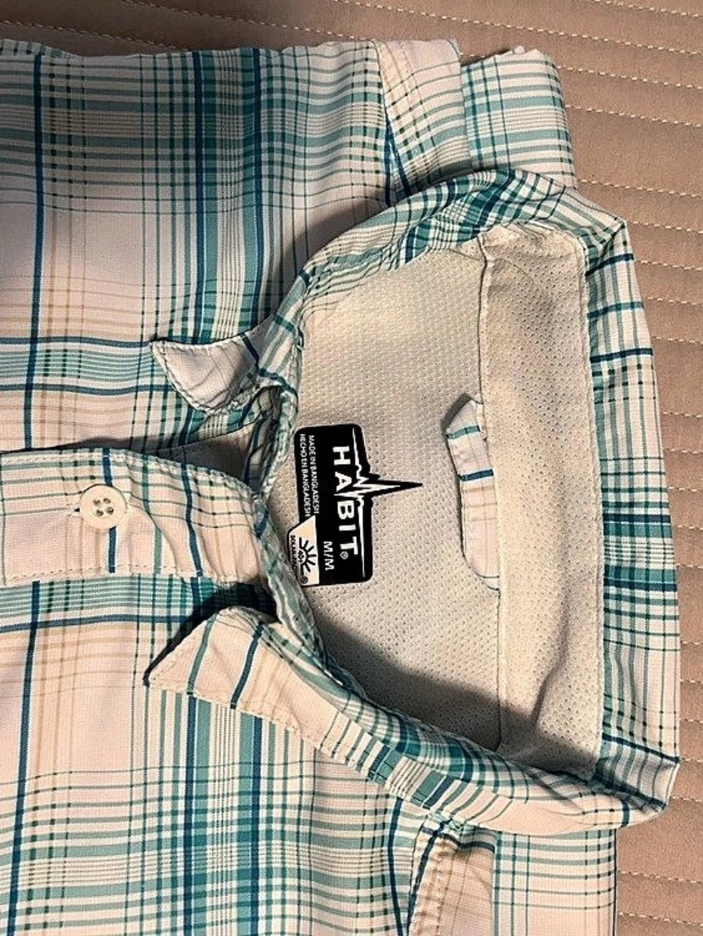 Habitat Plaid Lightweight shirt White & Blue Size Medium